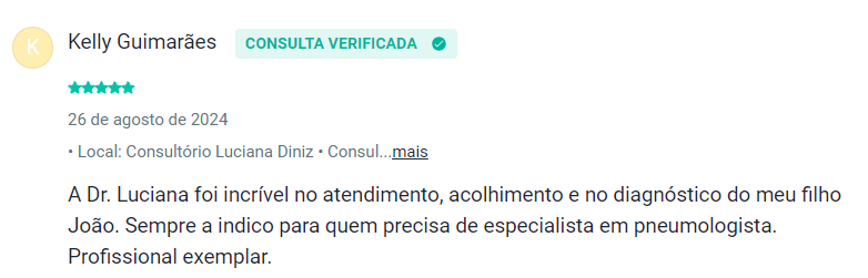 Avaliação 2 de paciente sobre a Dra. Luciana Gomide