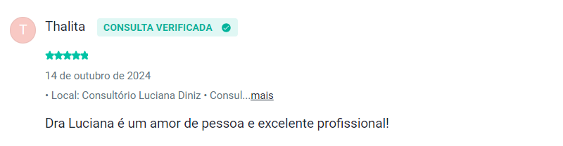 Avaliação 5 de paciente sobre a Dra. Luciana Gomide