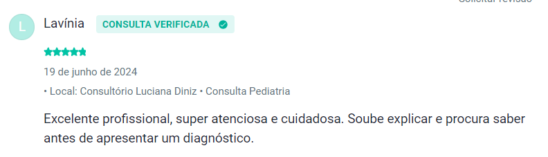 Avaliação 7 de paciente sobre a Dra. Luciana Gomide
