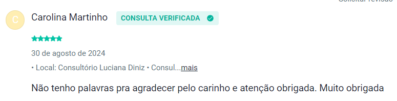 Avaliação 8 de paciente sobre a Dra. Luciana Gomide