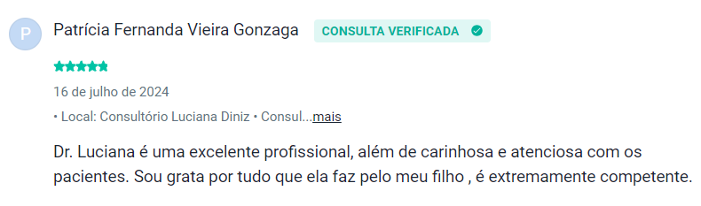 Avaliação 9 de paciente sobre a Dra. Luciana Gomide
